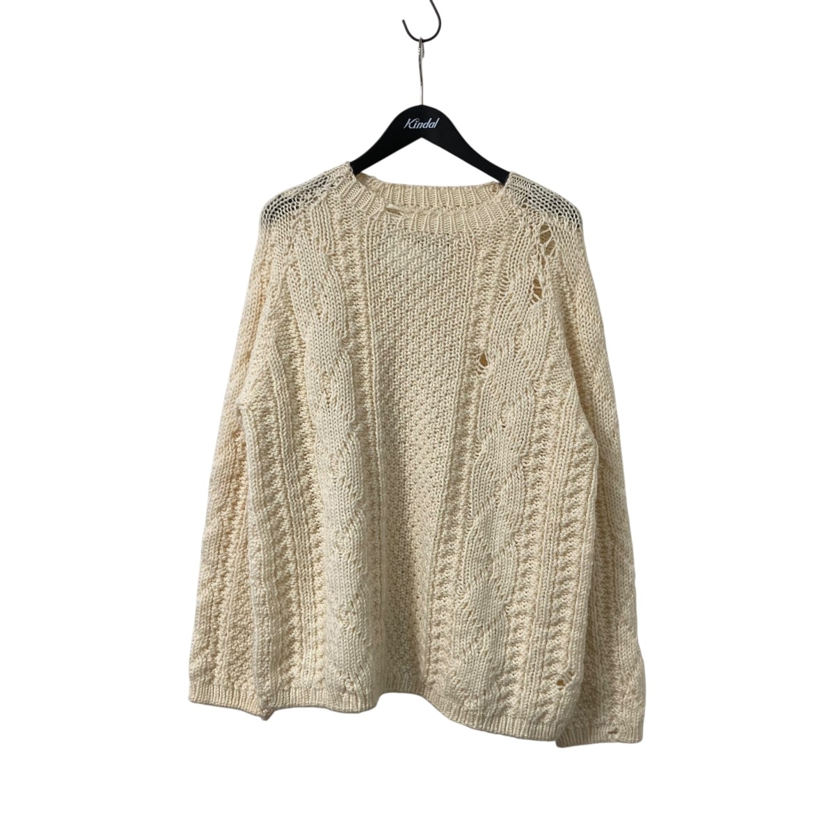 【中古】\u003cBR\u003eMaison Margiela\u003cBR\u003e21AW destroyed wool sweater 朦々たる有線テレビ編み編み物 S50GP0252 S17833 象牙色 大きさ：M\u003cBR\u003e【通貨価値思いなおす】