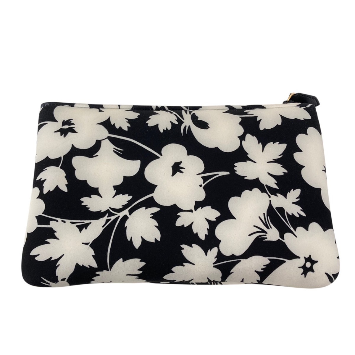 【中古】TOM FORD モノトーンフローラル柄 ロゴ入りマルチケース ポーチ・クラッチバッグ ブラック×ホワイト 【070226】（トムフォード）