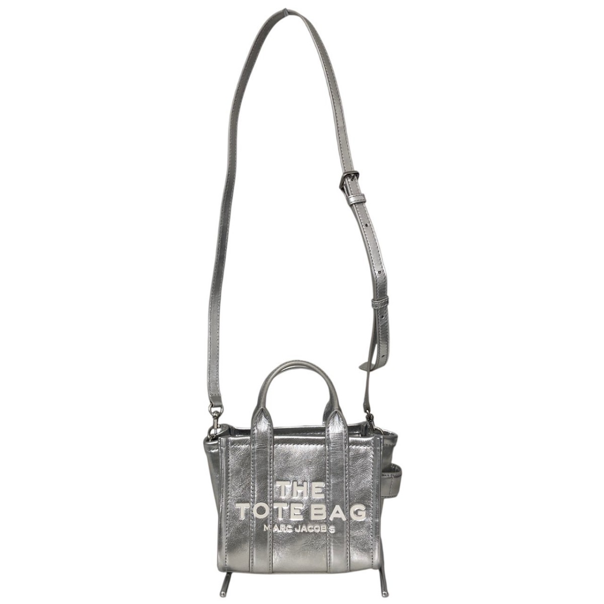 【中古】 MARC JACOBS Metallic Leather Crossbody Tote 2WAYバッグ シルバー 【価格見直し】