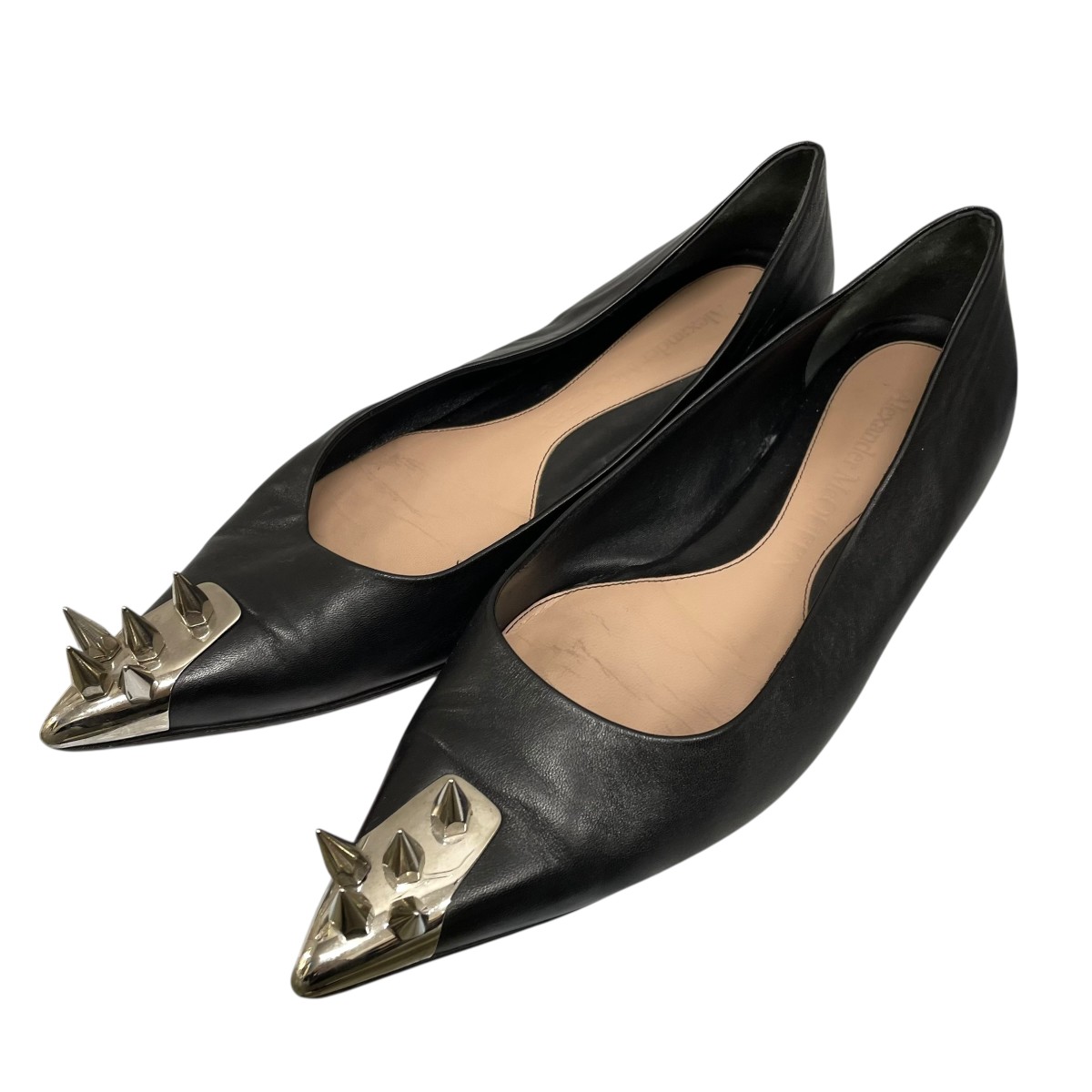 【中古】ALEXANDER McQUEEN スタッズトウパンプス ブラック サイズ：37 1/2 【070226】（アレキサンダーマックイーン）