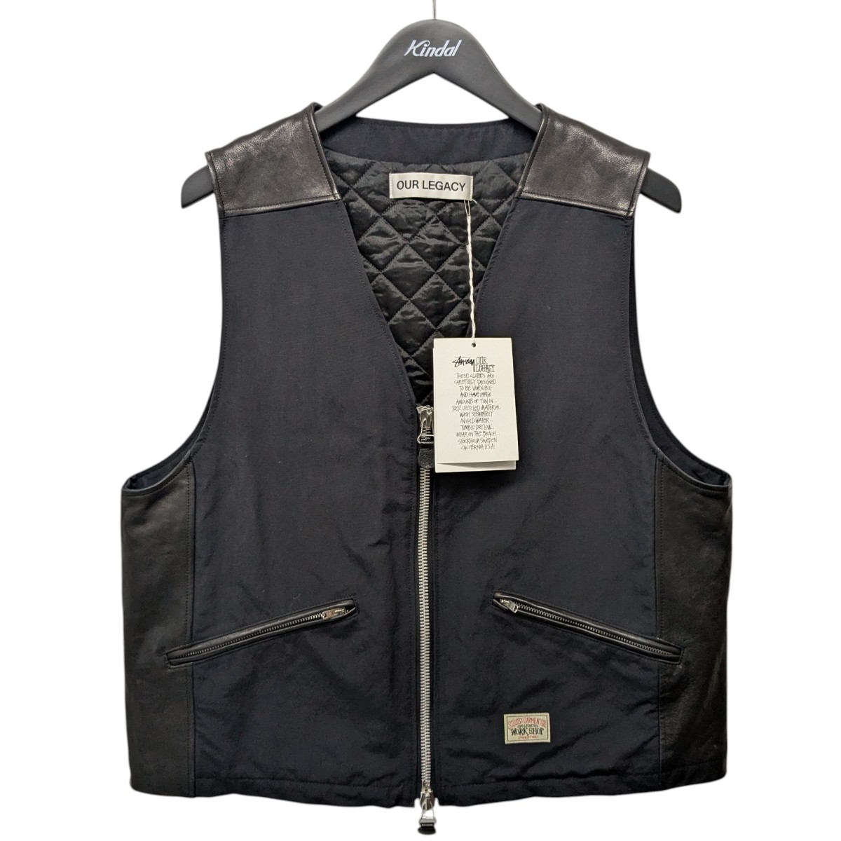 【中古】\u003cBR\u003estussy×OUR LEGACY\u003cBR\u003e「PADDED VEST」パデッドベスト 黒いこと 大いさ：S\u003cBR\u003e【通貨価値思いなおす】