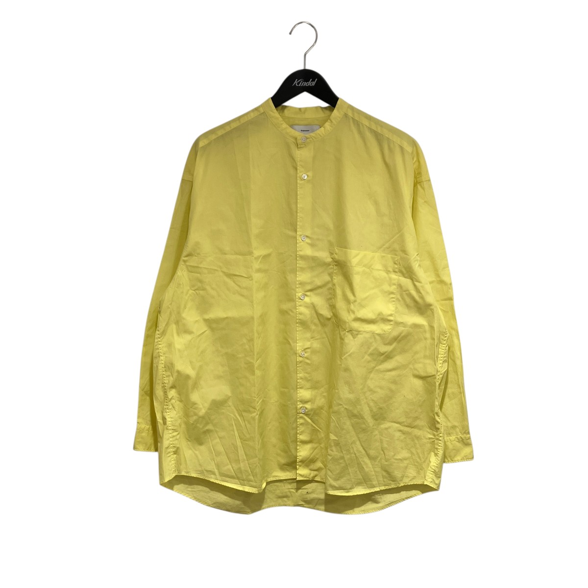 【中古】 Graphpaper　 Broad L S Oversized Band Collar Shirt バンドカラーシャツ GM221-50225 イエロー サイズ：F 【070226】（グラフペーパー）