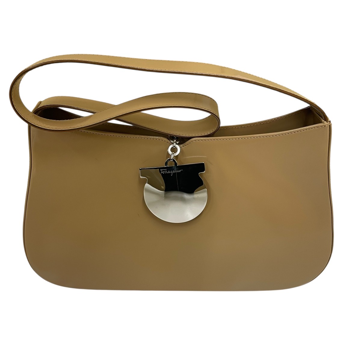 【中古】Salvatore Ferragamo セミショルダー ガンチーニ ショルダーバッグ ベージュ 【070226】（サルヴァトーレフェラガモ）