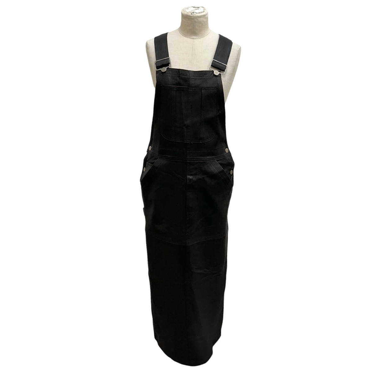 【中古】\u003cBR\u003eMADISON BLUE\u003cBR\u003eLEATHER BIB ALL LONG TIGHT SKIRT サロペットスカート MB194-4011 黒いこと 大きさ：00(XS)\u003cBR\u003e【通貨価値思いなおす】