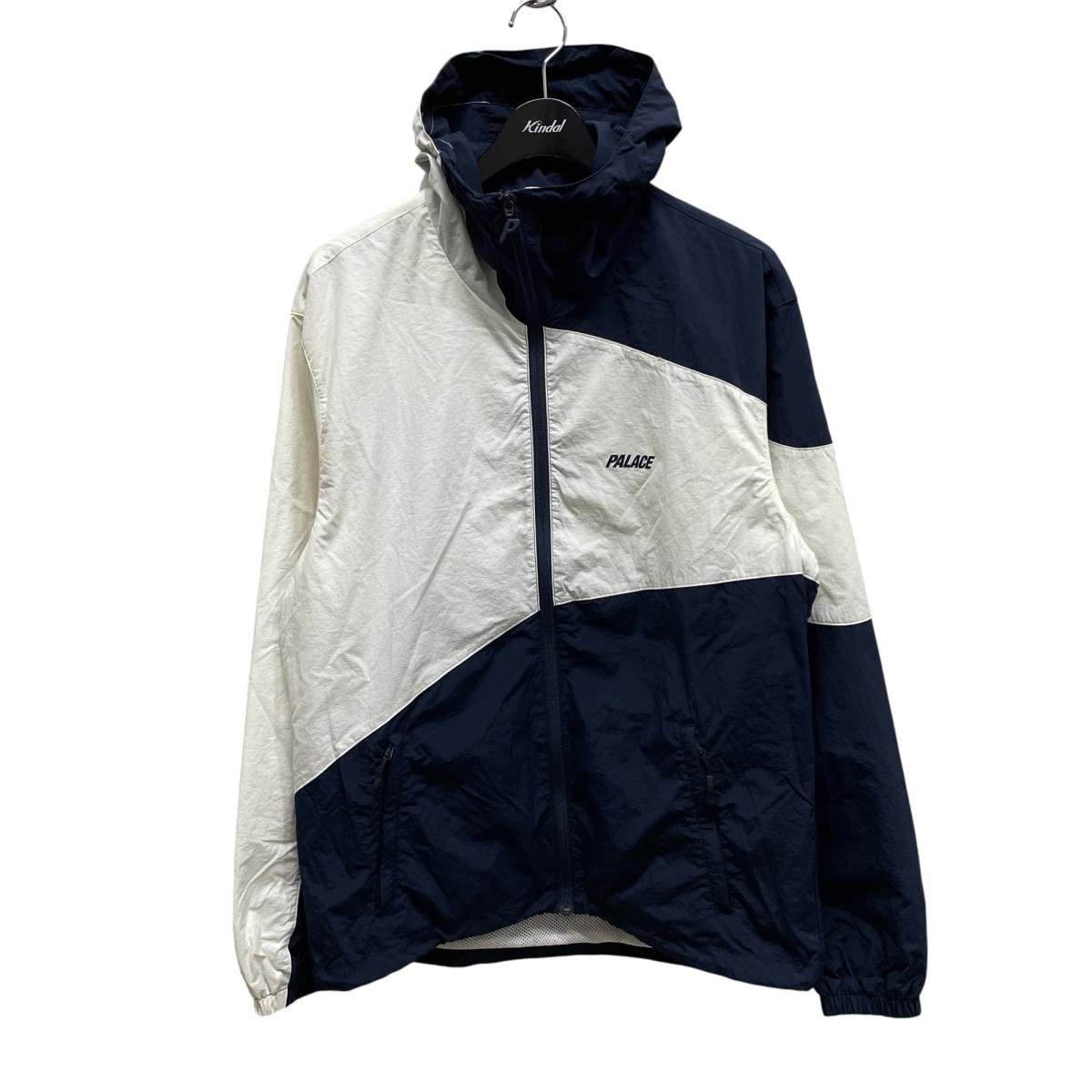 【中古】PALACEYANGANG SHELL TOP ジップパーカー ホワイトネイビー サイズ:L【価格見直し】|ブランド古着のカインドオル
