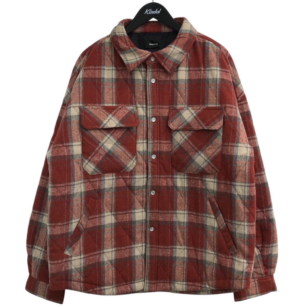 【中古】\u003cBR\u003eBREATH\u003cBR\u003e「QUILTING CHECK SHIRT」 キルティングチェックシャツ BR25AW S2003 赤いこと 大きさ：L\u003cBR\u003e【必要経費思いかえす】