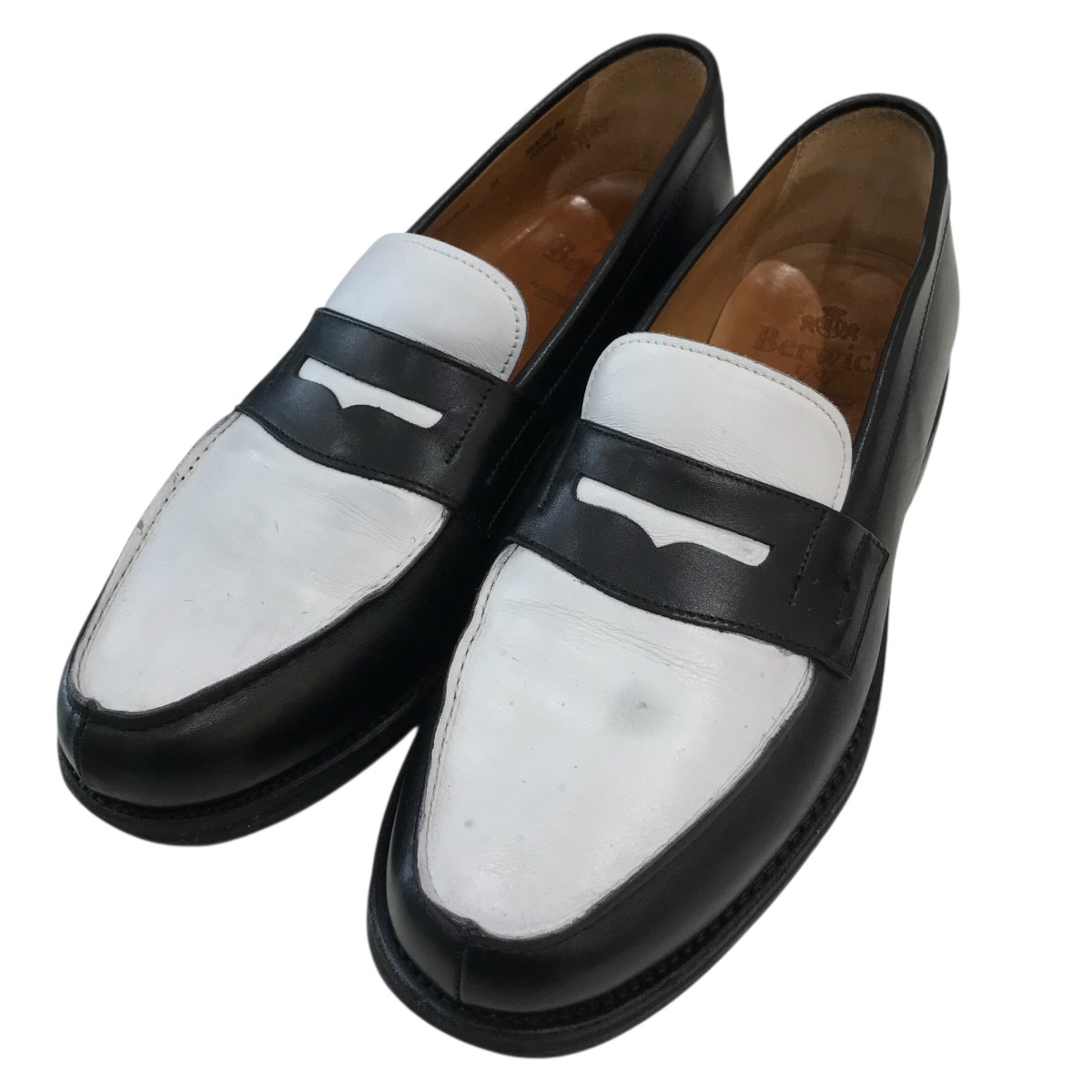 【中古】 berwick　 ローファー 4456 ブラック×ホワイト サイズ：8(27CM相当) 【090226】（バーウィック）
