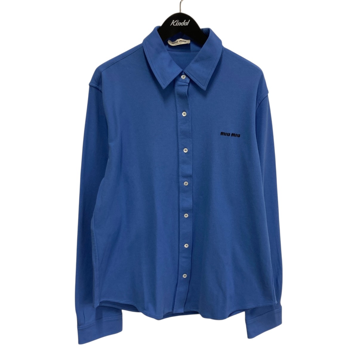 【中古】 MIU MIU　 25AW Periwinkle Blue Cotton Pique Shirt シャツ MK1980SOOO14RW グレー サイズ：42 【090226】（ミュウミュウ）