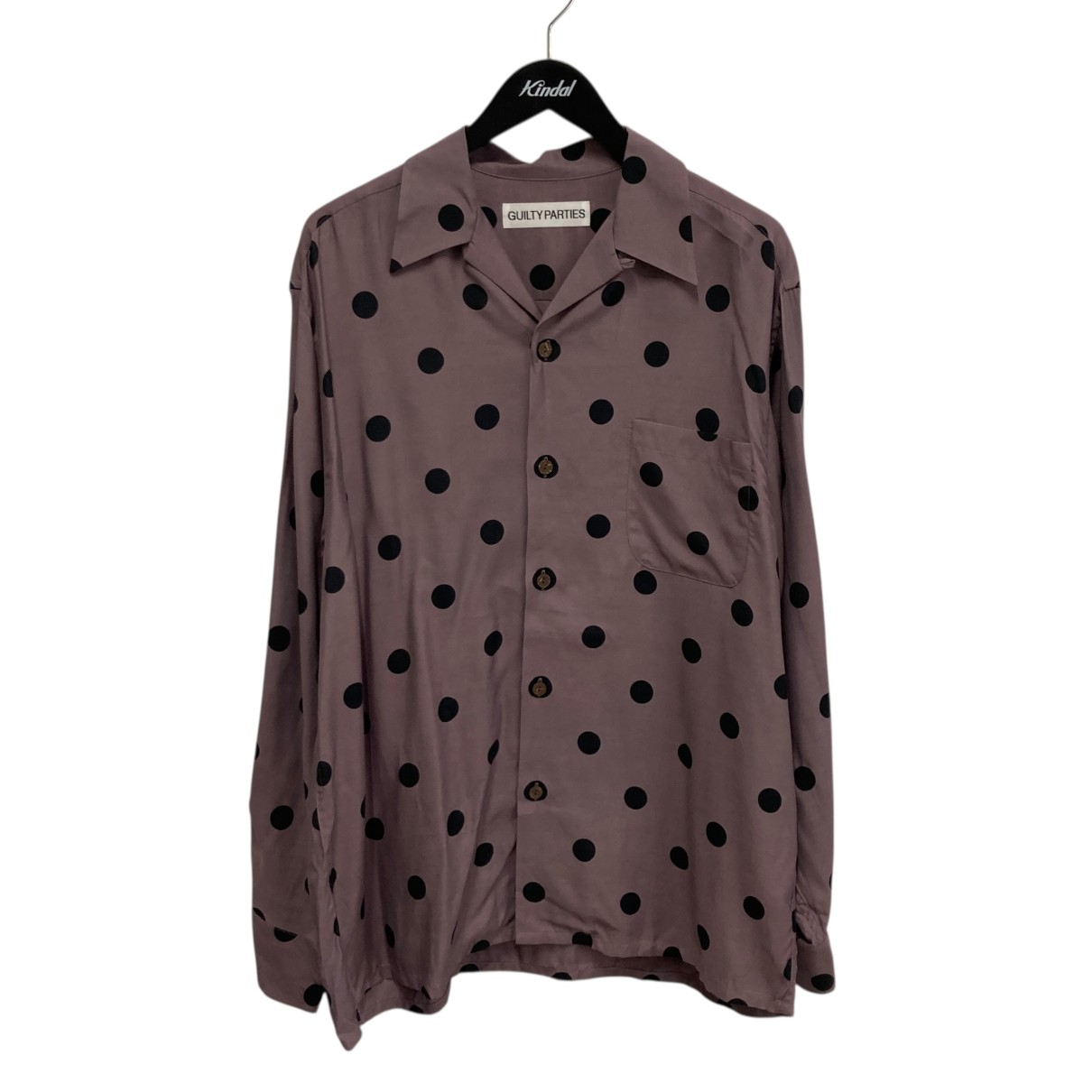 【中古】 WACKO MARIA ドット 長袖シャツ パープル×ブラック サイズ：L 【価格見直し】