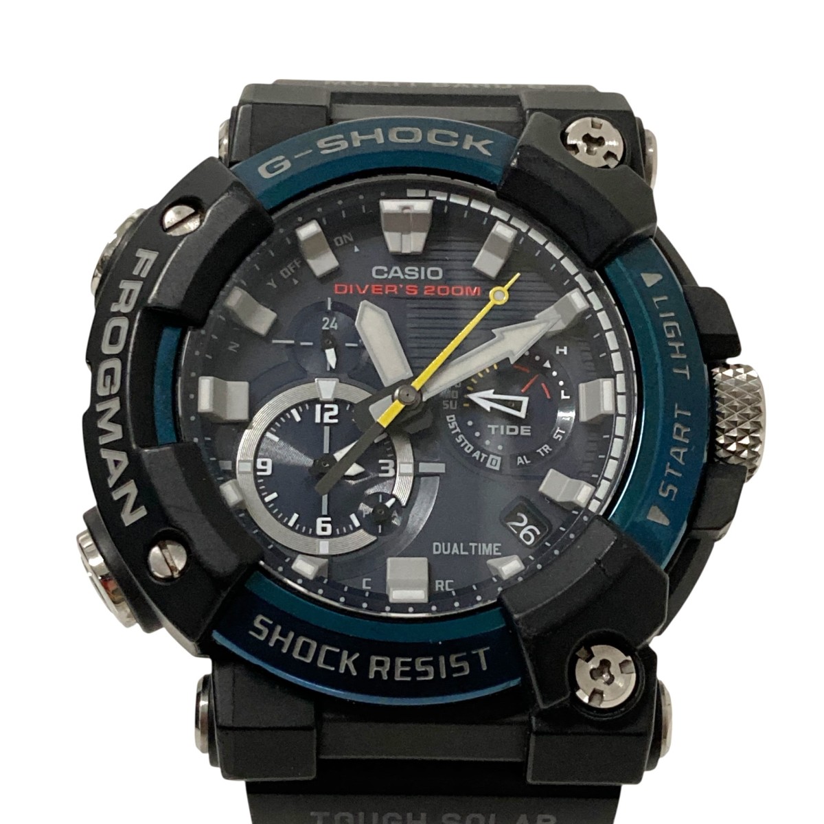 【中古】 CASIO　 G-SHOCK MASTER OF G FROGMAN アナログウォッチ GWF A1000 ブラック×ブルー 【100226】（カシオ）