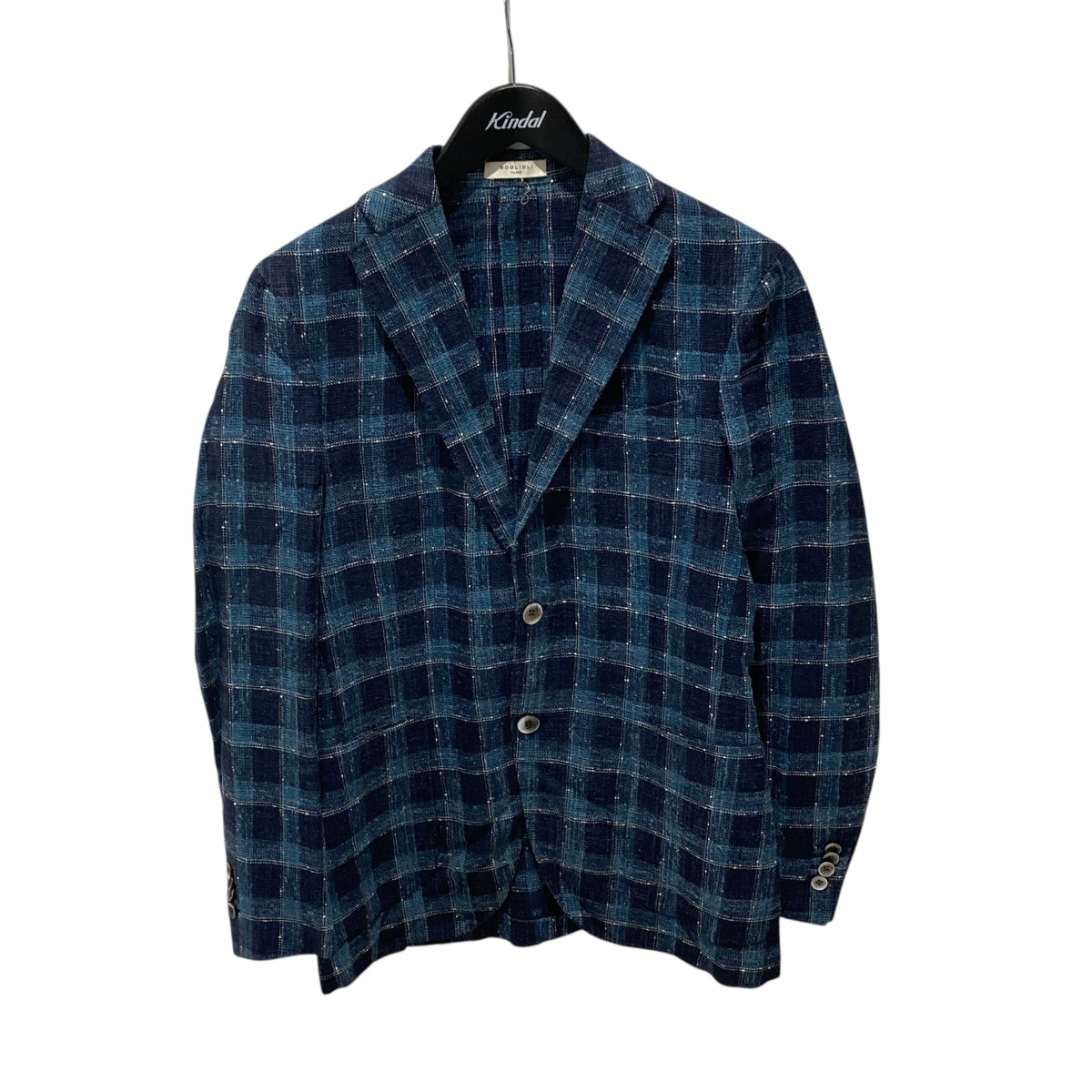 【中古】 BOGLIOLI 50K.JACKET チェック テーラードジャケット N2902E ネイビー サイズ:44 【100226】(ボリオリ)