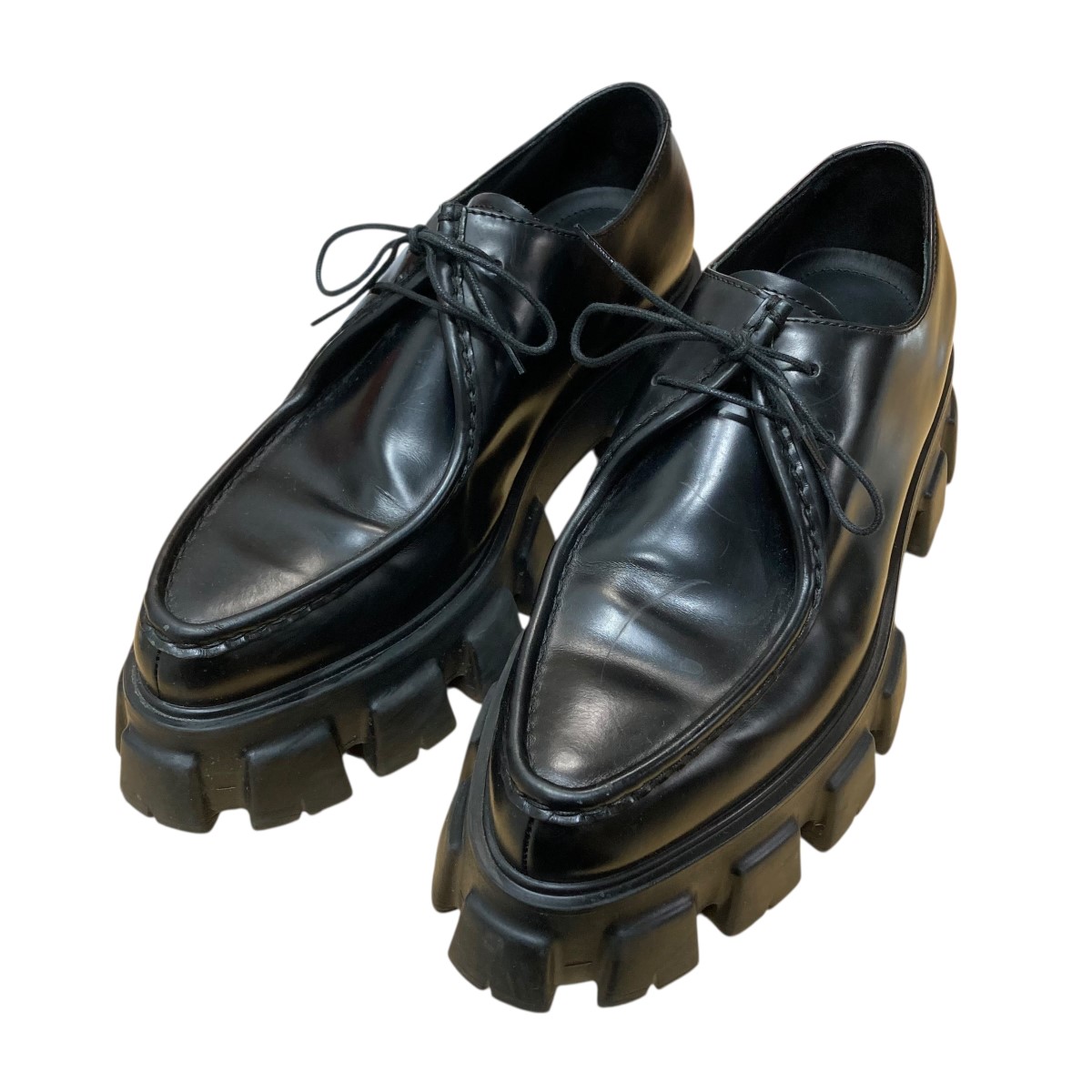 【中古】PRADA チロリアンシューズ 黒いこと 大きさ：8 【100226】（プラダ）