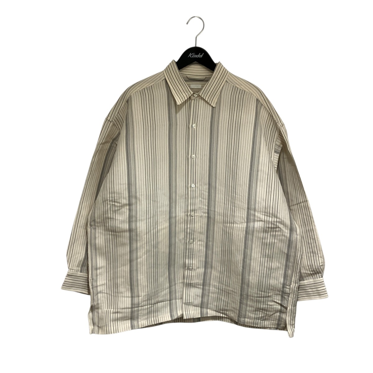 【中古】 SEEALL　 和紙 シルク混 ストライプ オーバーサイズ シャツ 長袖シャツ SAU21 SH192 ホワイト サイズ：4 【100226】（シーオール）