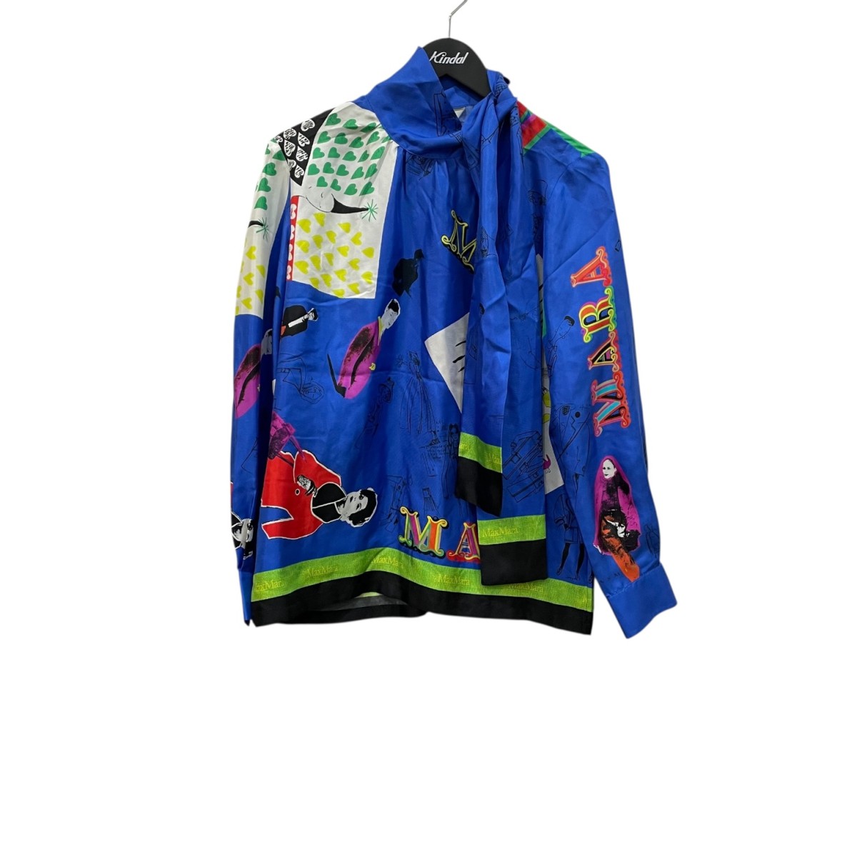 【中古】 MaxMara ボウタイブラウス 111602936 00 ブルー サイズ：40 【価格見直し】