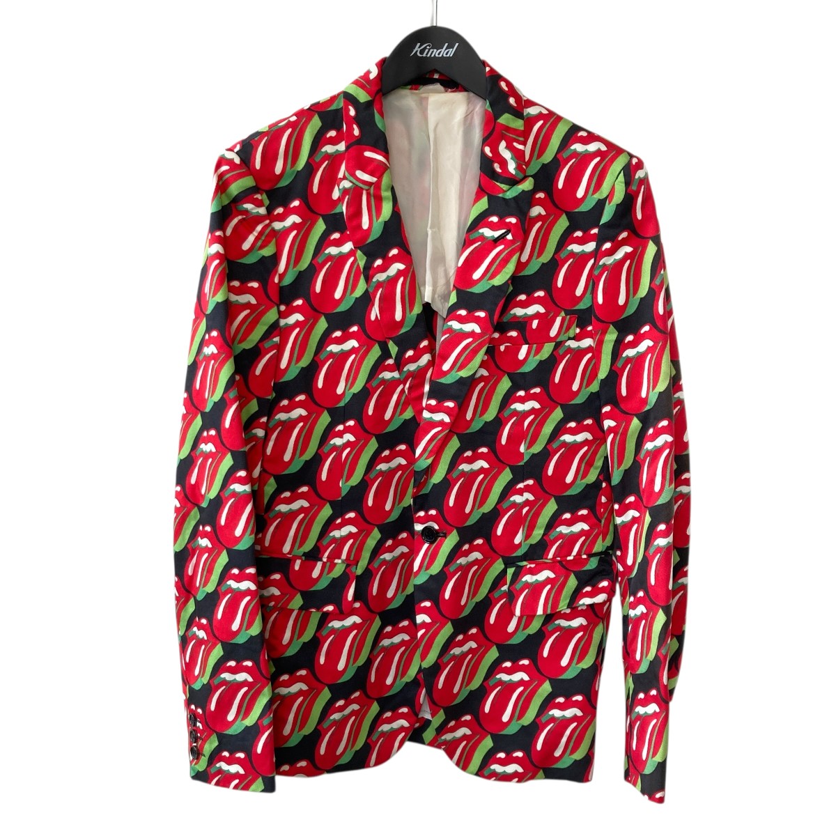 【中古】COMME des GARCONS HOMME PLUS 06SS ローリングストーンズ リップアンドタン総柄 テーラードジャケット PQ-J041 赤いこと 大きさ：S 【110226】（コムデギャルソンオムプリュス）