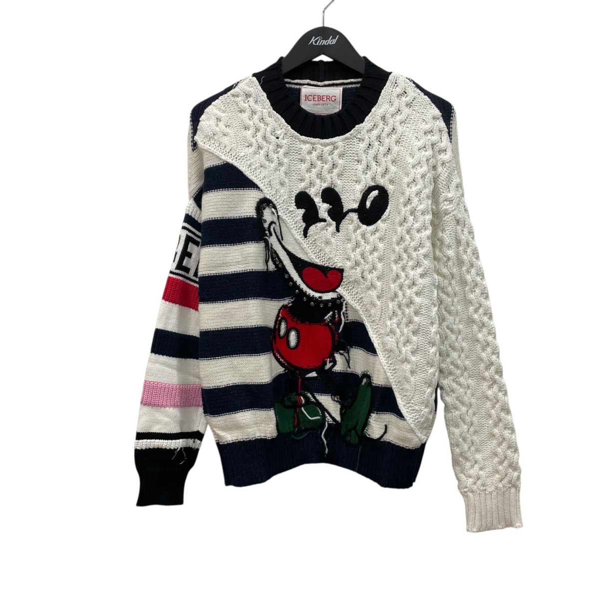 【中古】ICEBERG Disney 長袖ニット P18II2S A0027342 アイボリー×ネイビー サイズ:フリーサイズ 【020426】(アイスバーグ)|ブランド古着のカインドオル
