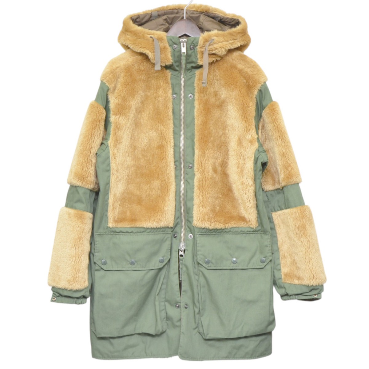 【中古】BEAMS PLUS&times;Engineered Garments2016AW　別注ライナーボアコート　ロングコート　11-18-3104 ブラウン&times;カーキ サイズ：S【価格見直し】｜ブランド古着のカインドオル 21,329円