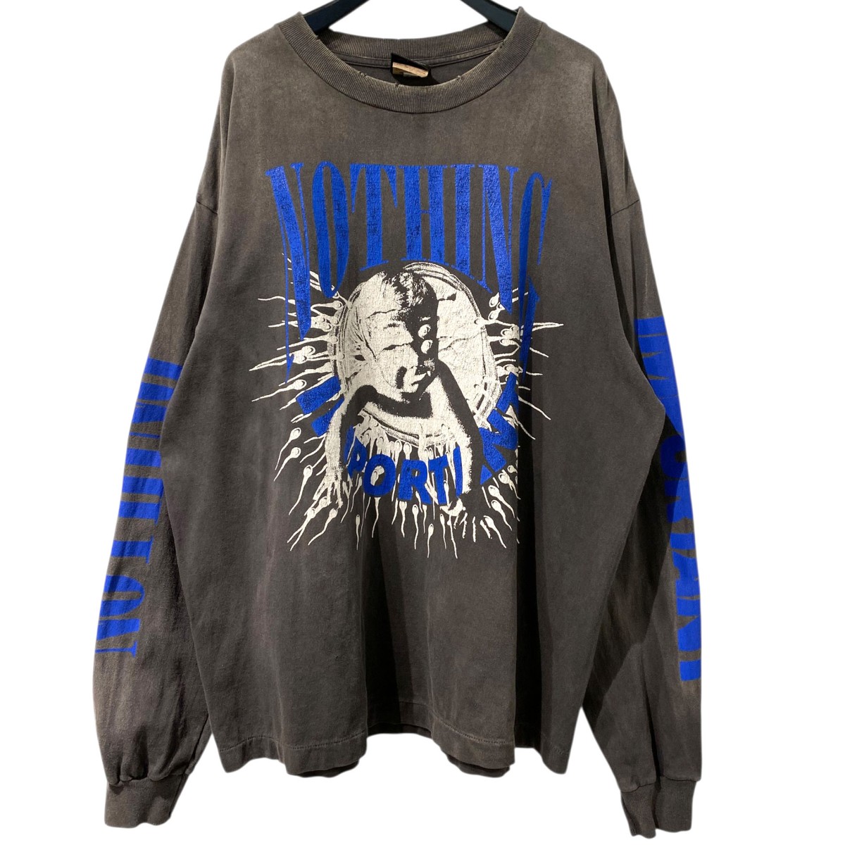 【中古】SAINT MICHAEL×Kosuke Kawamura 24AW KK LS TEE／NOTHING IMP Vintageヴィンテージー処理ロングスリーブロンT 黒いこと 大いさ：XL(大層らしい大いさ) 【100226】（仙マイケル×河村康輔） メンズファッション-Tシャツ・カットソー