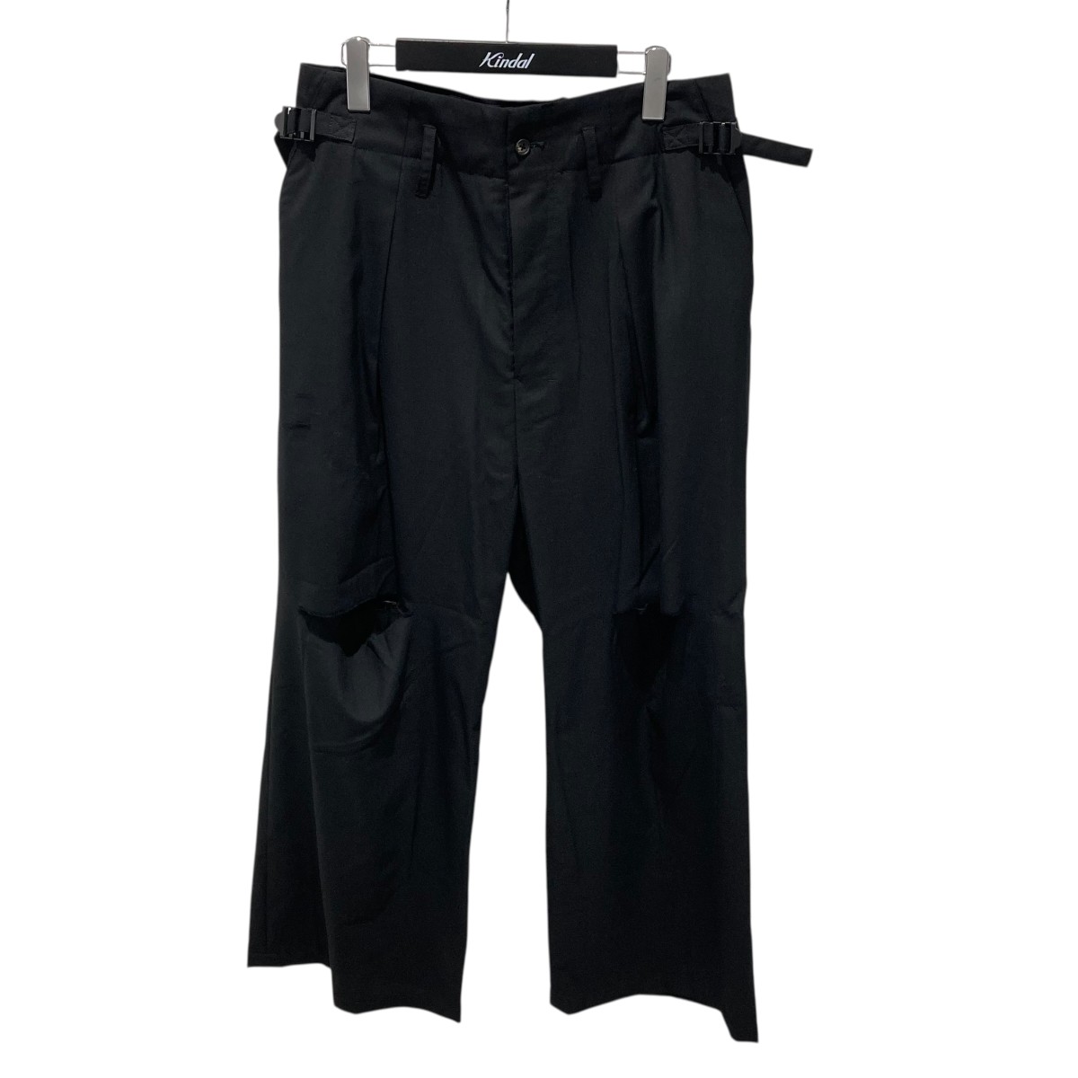 【中古】 ANCELLM 24SS WOOL DAMAGE WIDE SLACKS ワイドスラックスパンツ anc-pt39-c ブラック サイズ：2 【価格見直し】 18,396円