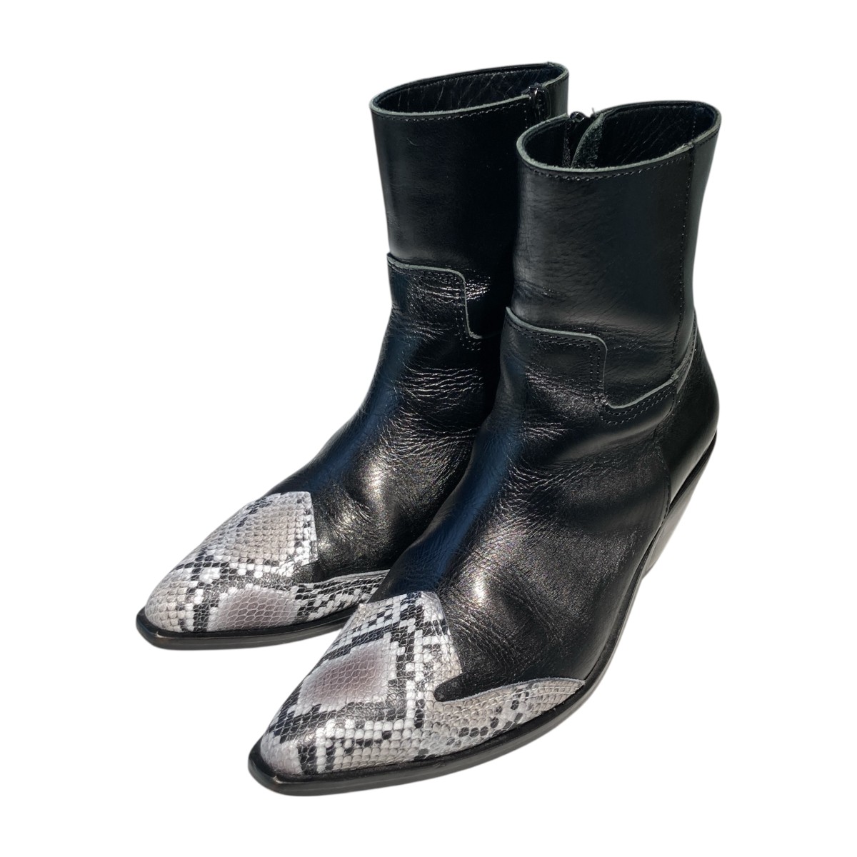 【中古】\u003cBR\u003eJUNYA WATANABE CDG\u003cBR\u003eSNAKESKIN-PRINT BOOTS ブーツ JP-K104-001 黒いこと 大きさ：6\u003cBR\u003e【通貨価値思いなおす】