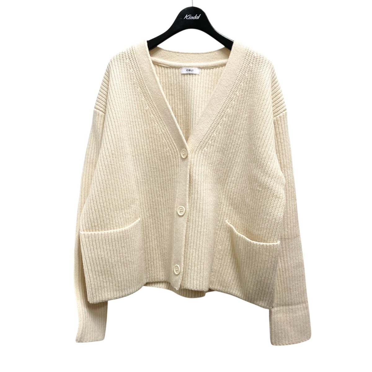 【中古】 OBLI　 Vネックカーディガン 23TTTT20 アイボリー 【120226】（オブリ）