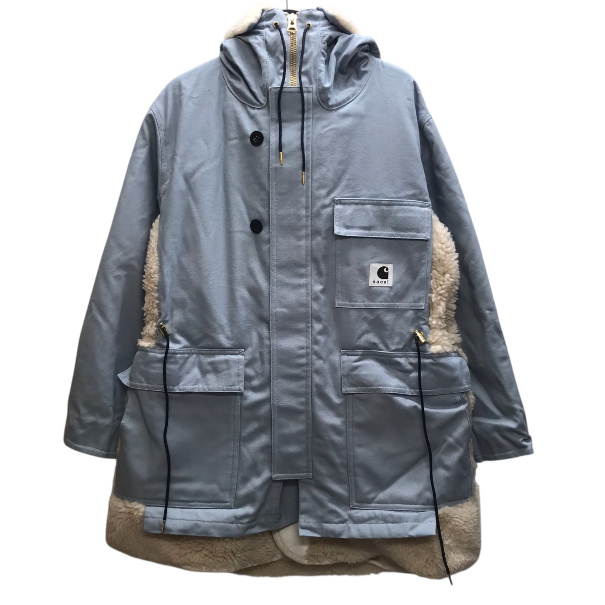 【中古】sacai×CARHARTT WIP Canvas Parka Siberian キャンバスボアコート ブルー サイズ：1 【120226】（サカイ×カーハートダブリューアイピー）