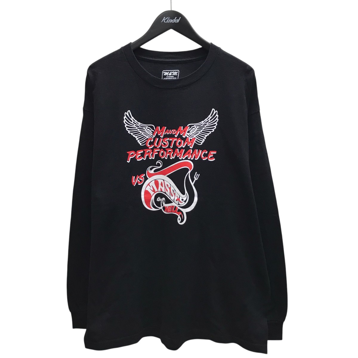 【中古】 MASSES×m＆m custom performance　 プリントロングTシャツ ブラック サイズ：XL 【120226】（マシス×エムアンドエムカスタムパフォーマス）