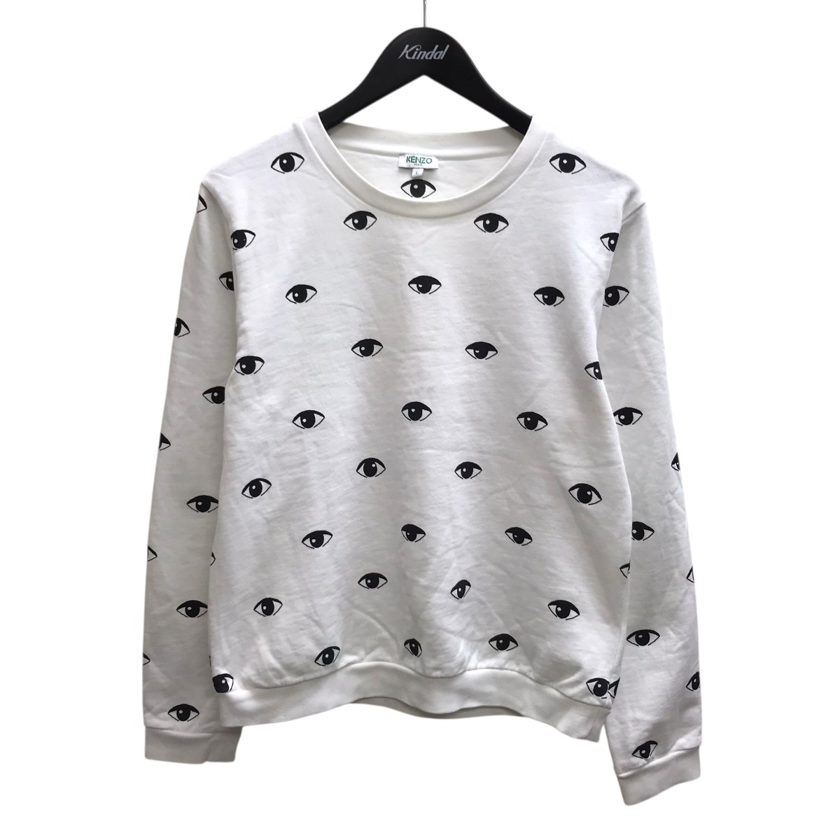 【中古】KENZO　アイ ロゴスウェット ホワイト サイズ：L 【180726】（ケンゾー）｜ブランド古着のカインドオル