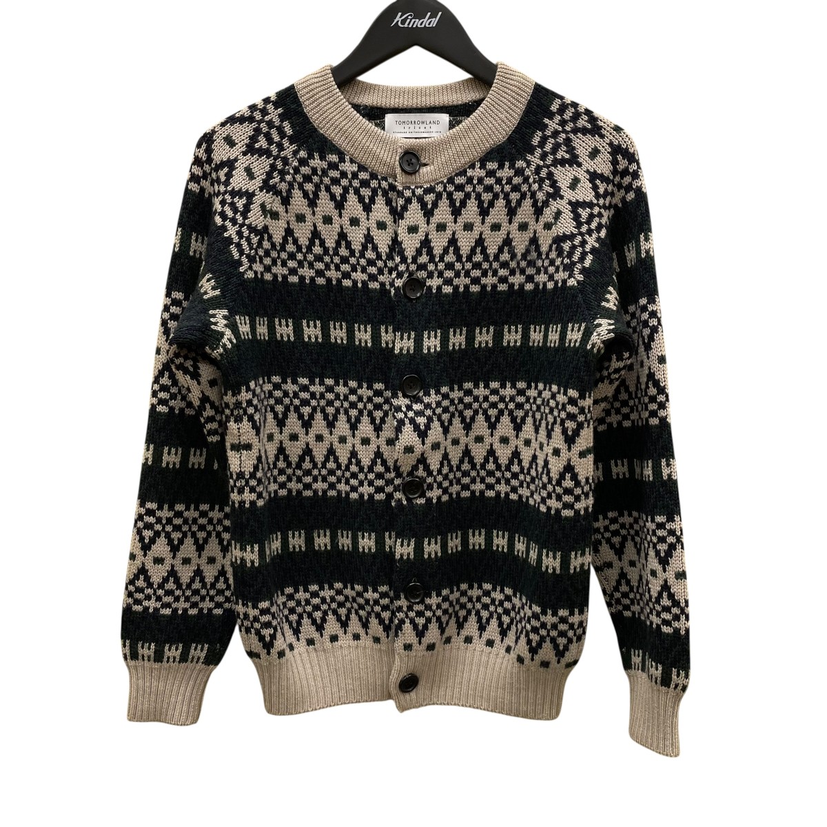 【中古】TOMORROW LAND tricot 編み物ジレー 63-02-94-02024 ベージュ×緑であること 大きさ：XS 【240426】（トゥモローランドトリコ）