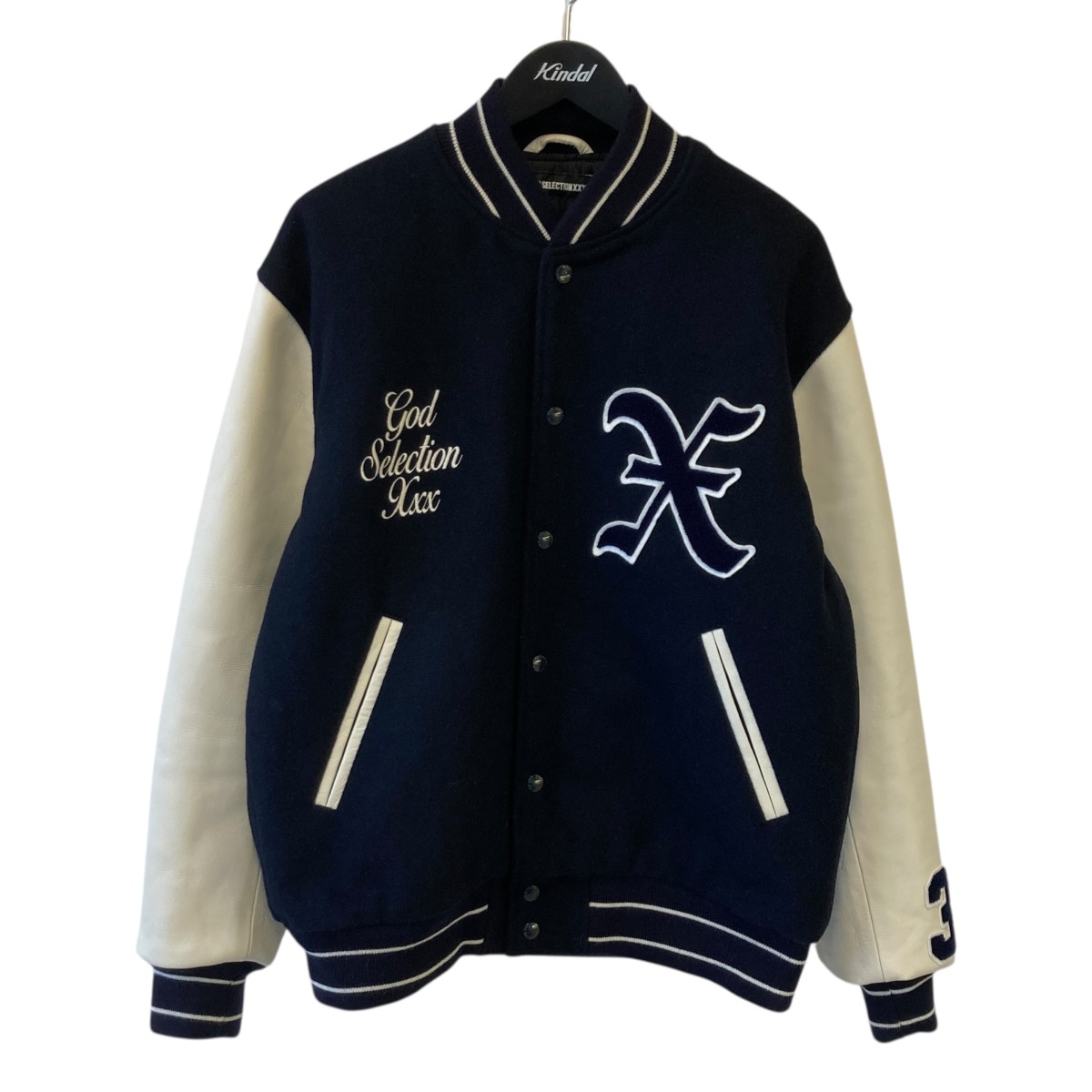 【中古】 GOD SELECTION XXX　 VARSITY JACKET スタジャン GX-A25-JK-05 ネイビー サイズ：L 【070326】（ゴッドセレクショントリプルエックス）