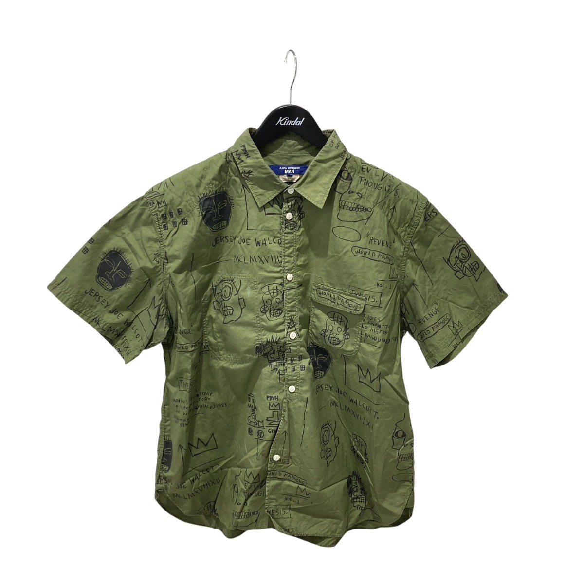 【中古】 JUNYA WATANABE MAN 綿ブロードプリント Jean-Michel Basquiat 半袖シャツ WK-B023 グリーン サイズ：XL 【価格見直し】