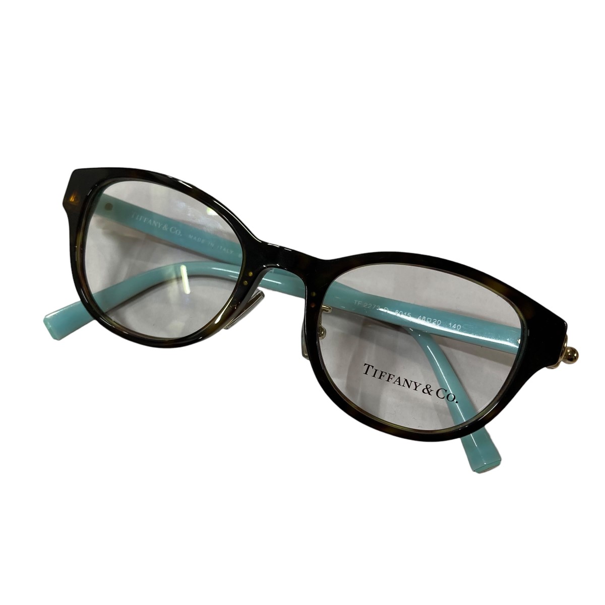 【中古】 Tiffany ＆ Co．　 眼鏡 ブラウン×スカイブルー サイズ：48□20-140 【130226】（ティファニー）