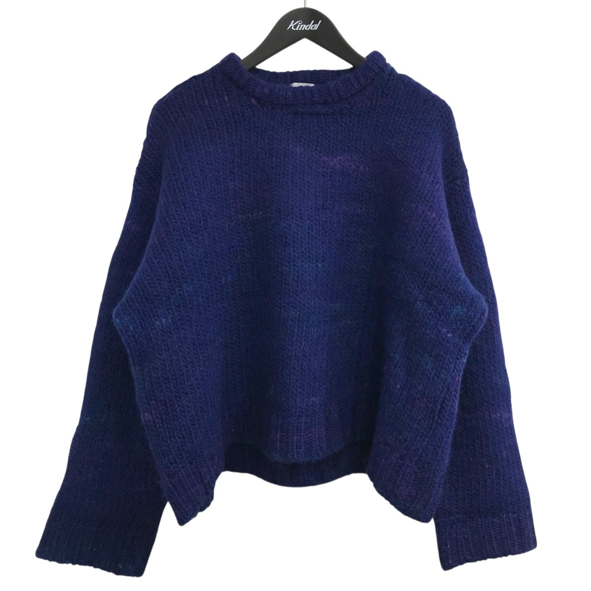 【中古】 URU　 「CREW NECK KNIT」 クルーネックニット 23FUK04 ネイビー×パープル サイズ：F 【140226】（ウル）