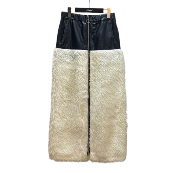 【中古】 MIKAGE SHIN　 ファースカート 24AW-0602 ネイビーｘホワイト サイズ：0 【130226】（ミカゲシン）