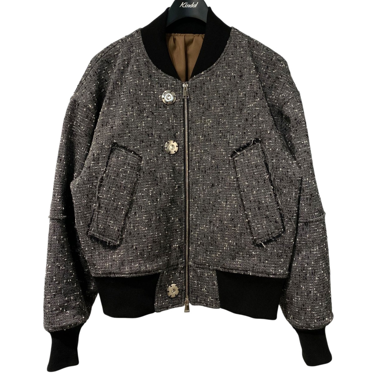 【中古】OUAT 24SS META BOMBERツイードウールショート2wayボンバージャケット MIXED GRAY 大きさ：2 【130226】（オーユーエーティー）