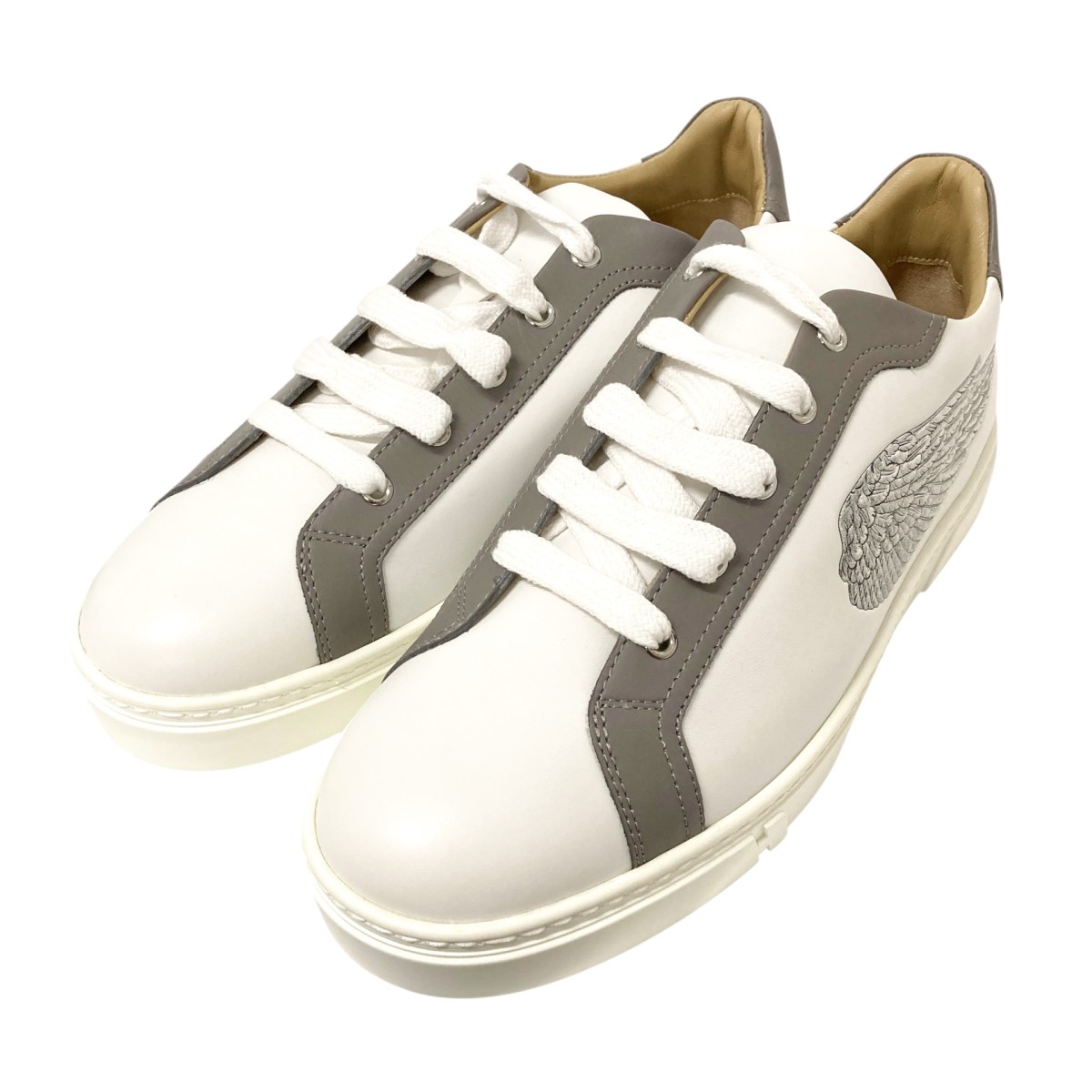 【中古】 HERMES　 ヴェルヴェット ローカットスニーカー 192513ZH ホワイト×グレー サイズ：44 【140226】（エルメス）