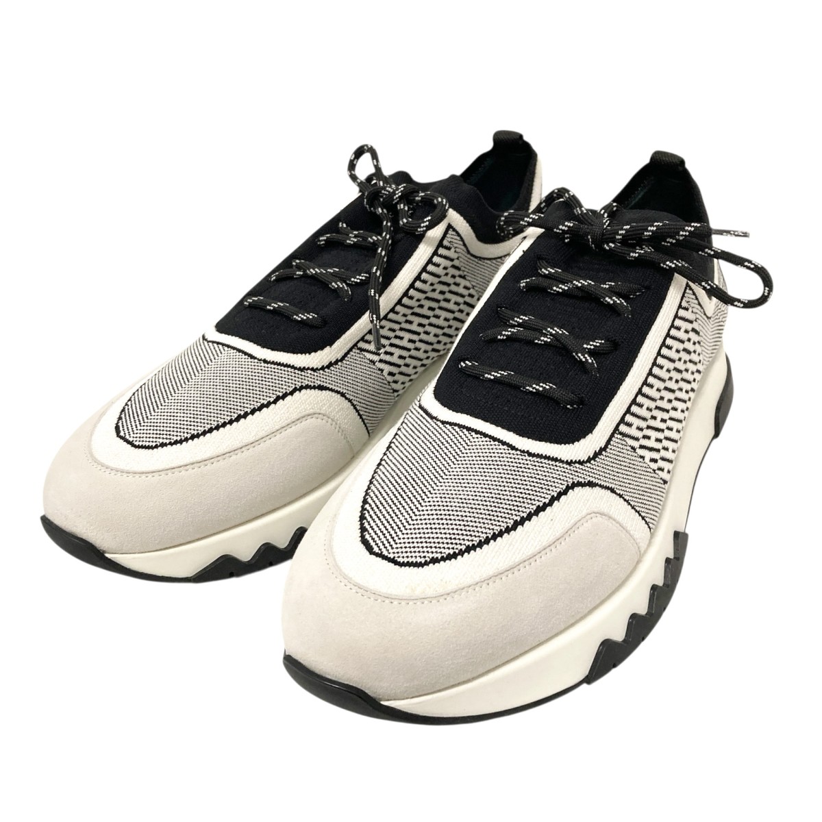 【中古】 HERMES　 アディクト ローカットスニーカー ホワイト×ブラック サイズ：44 【140226】（エルメス）