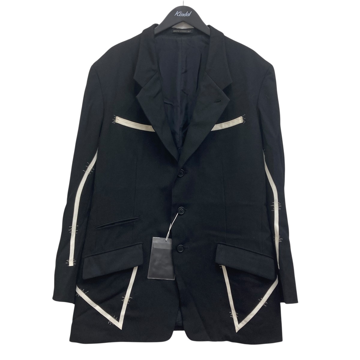 【中古】 Yohji Yamamoto pour homme　 23AW ジグSTTP付3BSJ テーラードジャケット ブラック サイズ：4 【140226】（ヨウジヤマモトプールオム）