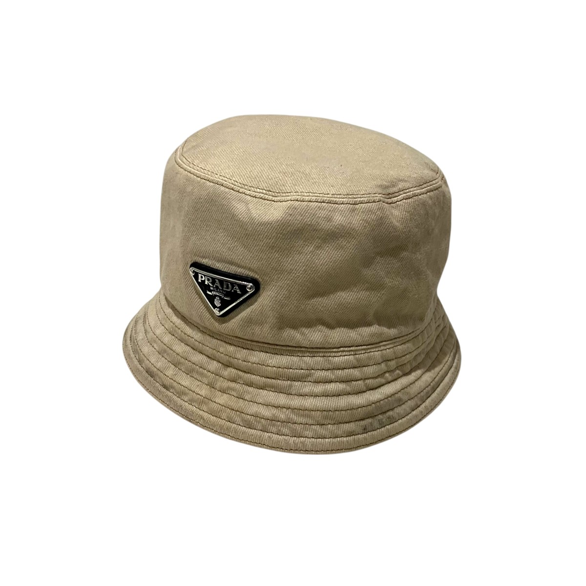 【中古】 PRADA　 トライアングルロゴバケットハット 2HC137 ベージュ サイズ：XL 【140226】（プラダ）