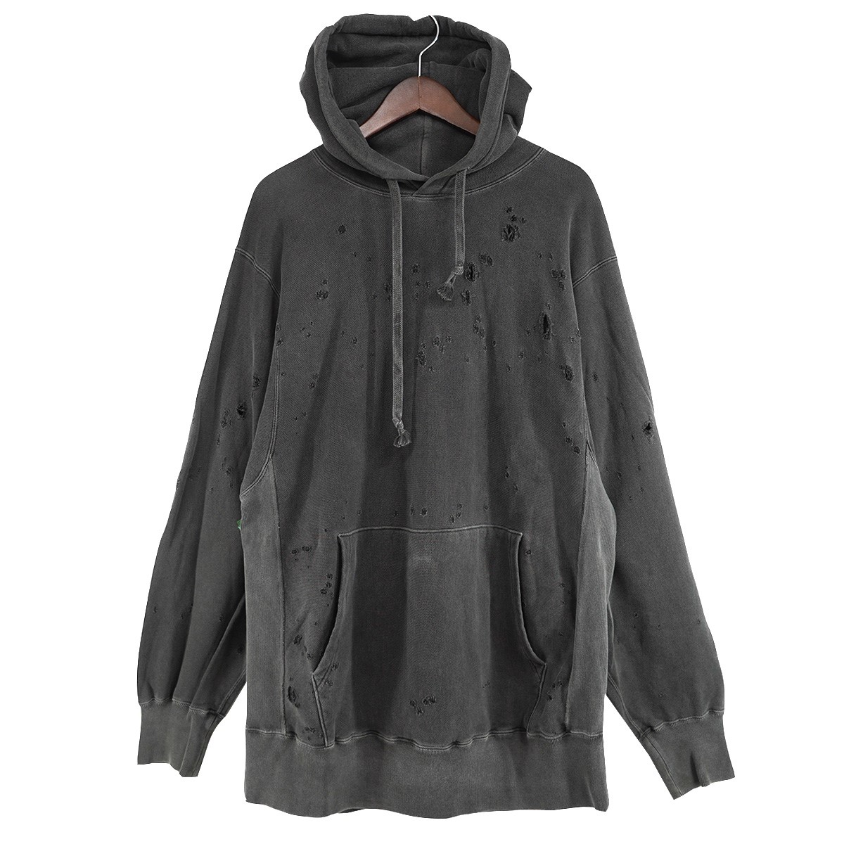 【中古】 XX FOUR Crash Hooded ダメージ加工 パーカー グレー調 サイズ：L 【価格見直し】