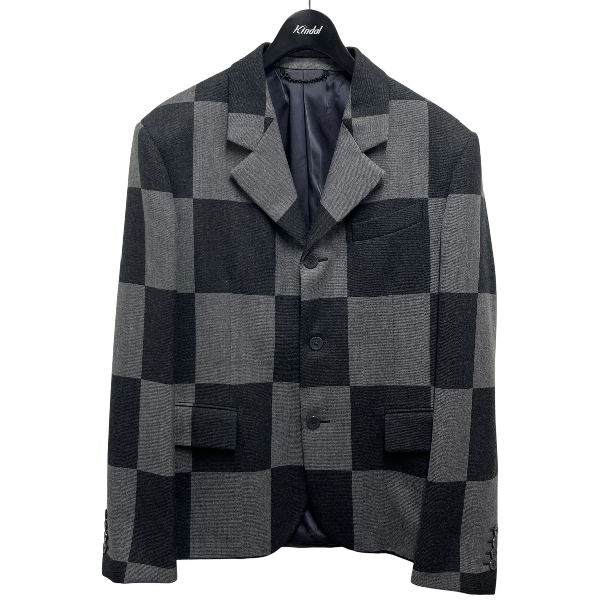 【中古】 LOUIS VUITTON　 ×NIGO Giant Damier ジャイアントダミエテーラードジャケット RM202M UTK HJJ02E グレー サイズ：48 【140226】（ルイヴィトン）