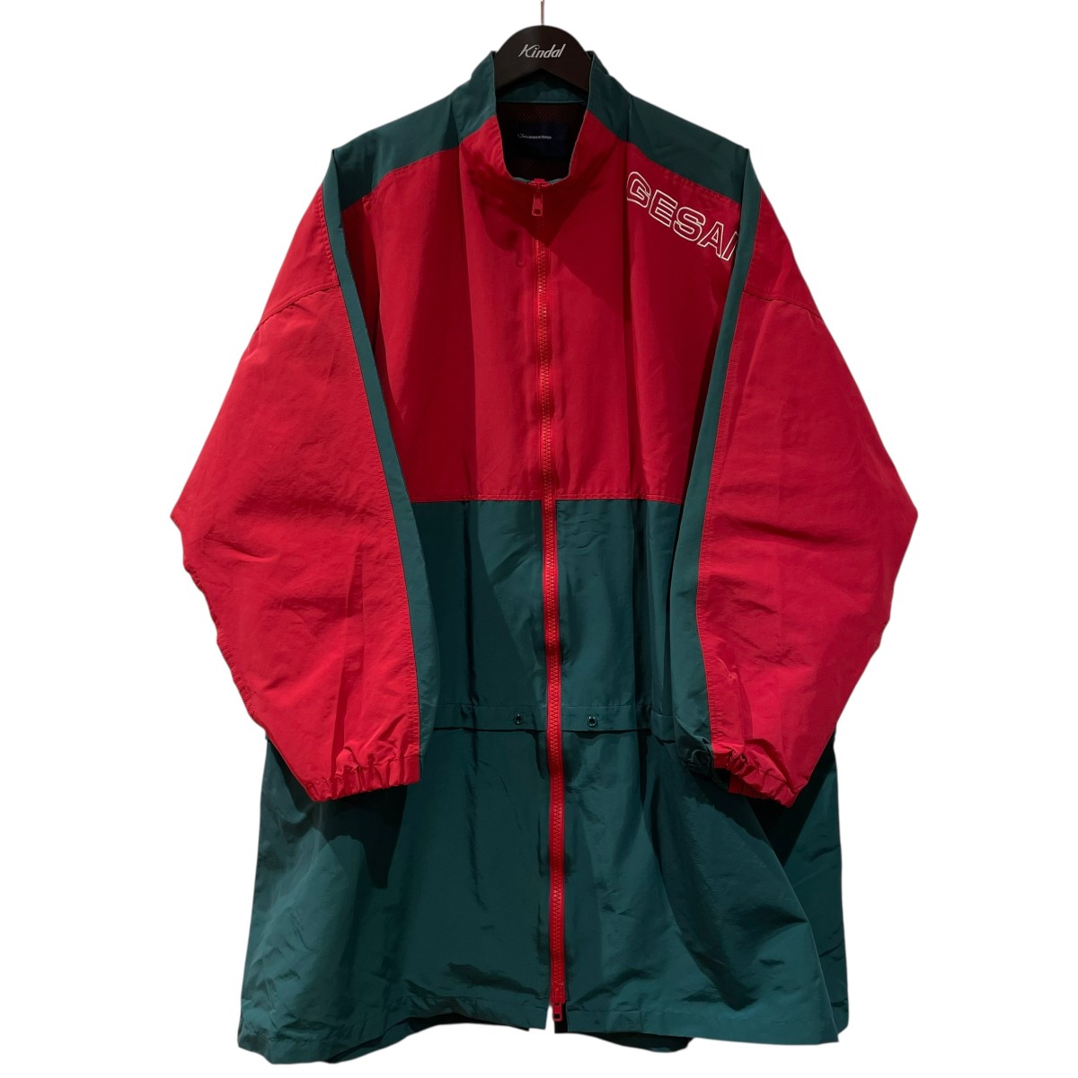 【中古】 JohnUNDERCOVER 切替ロングトラックジャケット ナイロンコート JUW4304 レッド×グリーン サイズ：3 【価格見直し】