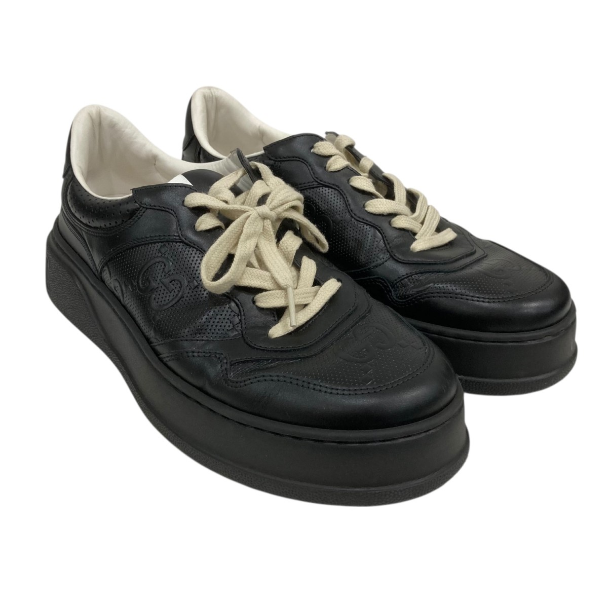 【中古】 GUCCI GGエンボスローカットスニーカー 669582 ブラック サイズ：8 2/1 【価格見直し】