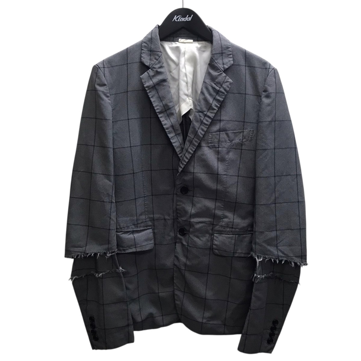 【中古】 COMME des GARCONS HOMME DEUX　 チェックテーラードジャケット グレー サイズ：S 【150226】（コムデギャルソンオムドゥ）