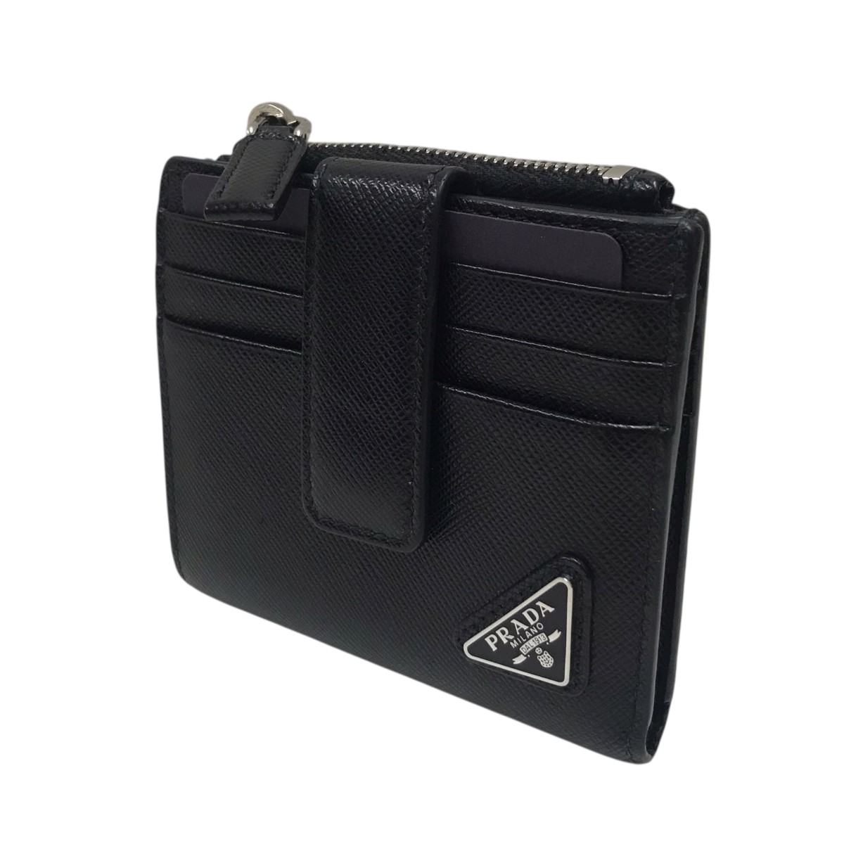 【中古】 PRADA　 2つ折り財布 ブラック 【150226】（プラダ）