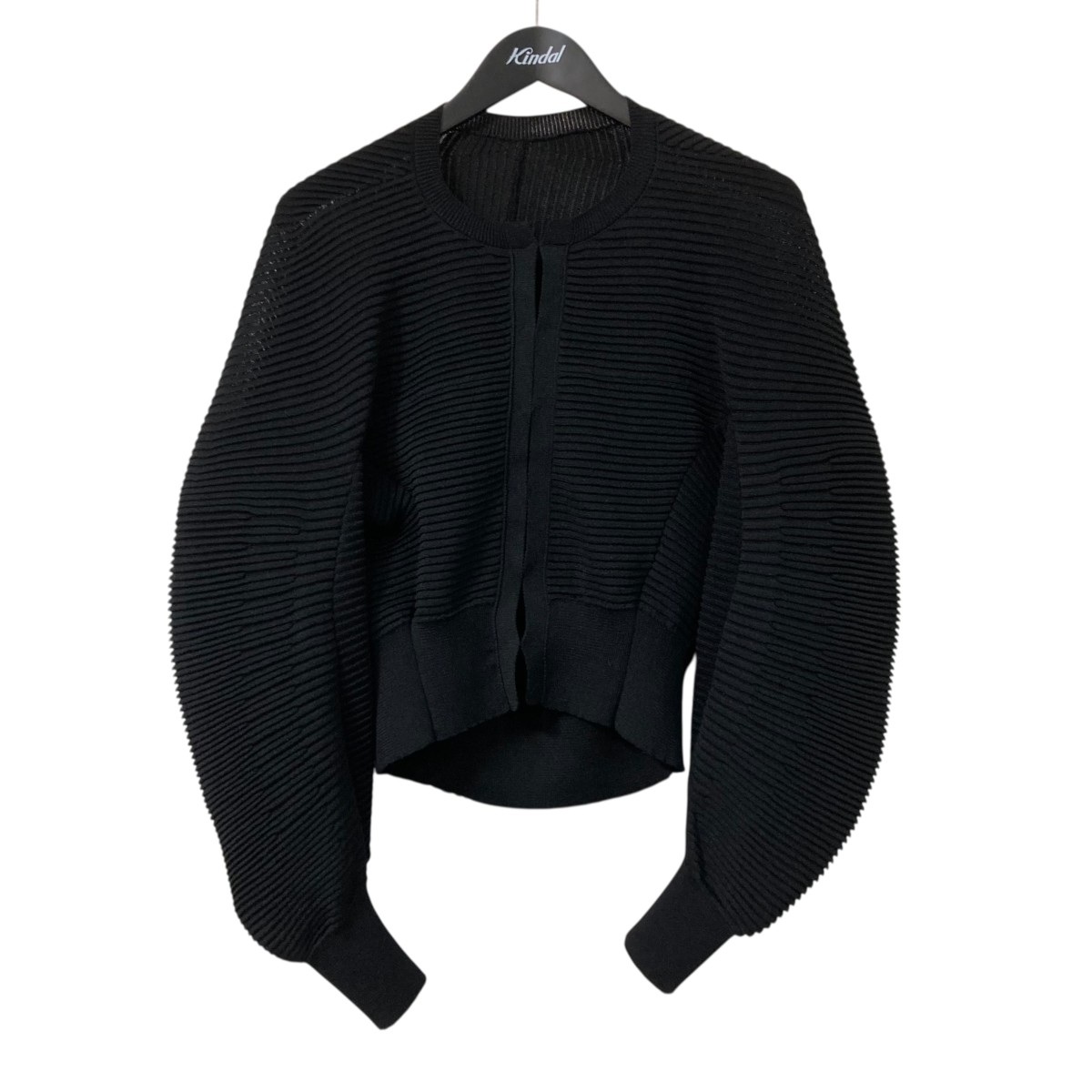 【中古】 mame kurogouchi 25SS Curved Sleeve Knitted Cardigan カーディガン MM25SS KM064 ブラック サイズ：1 【価格見直し】