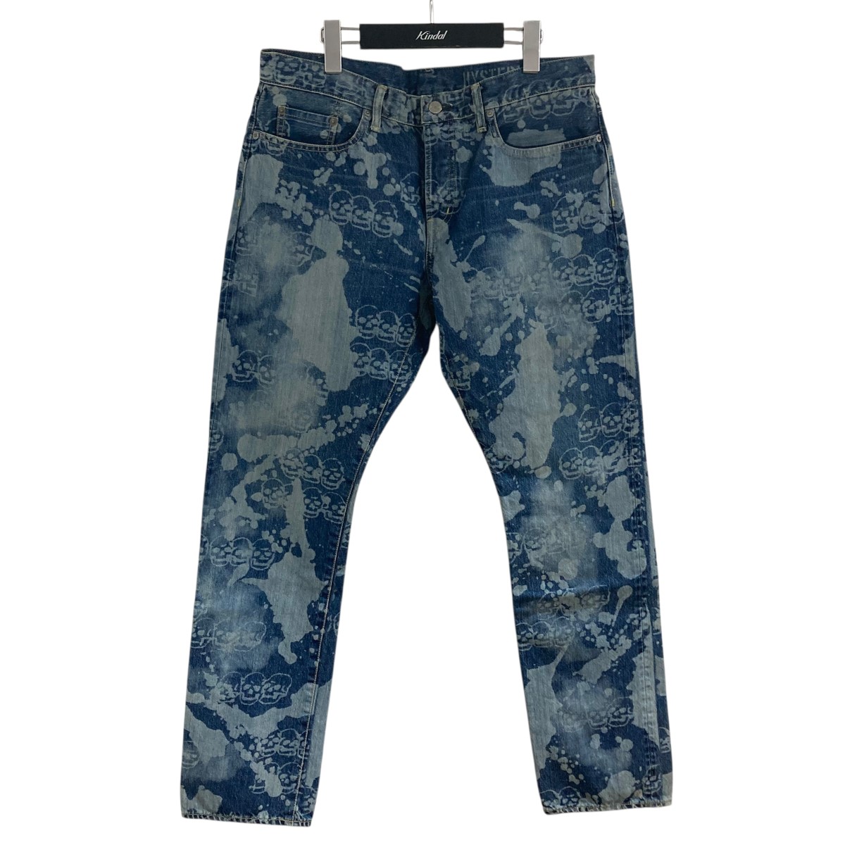 【中古】 Hysteric Glamour DROPPING＆SKULL柄 スリムストレートデニムパンツ インディゴ サイズ：34 【価格見直し】