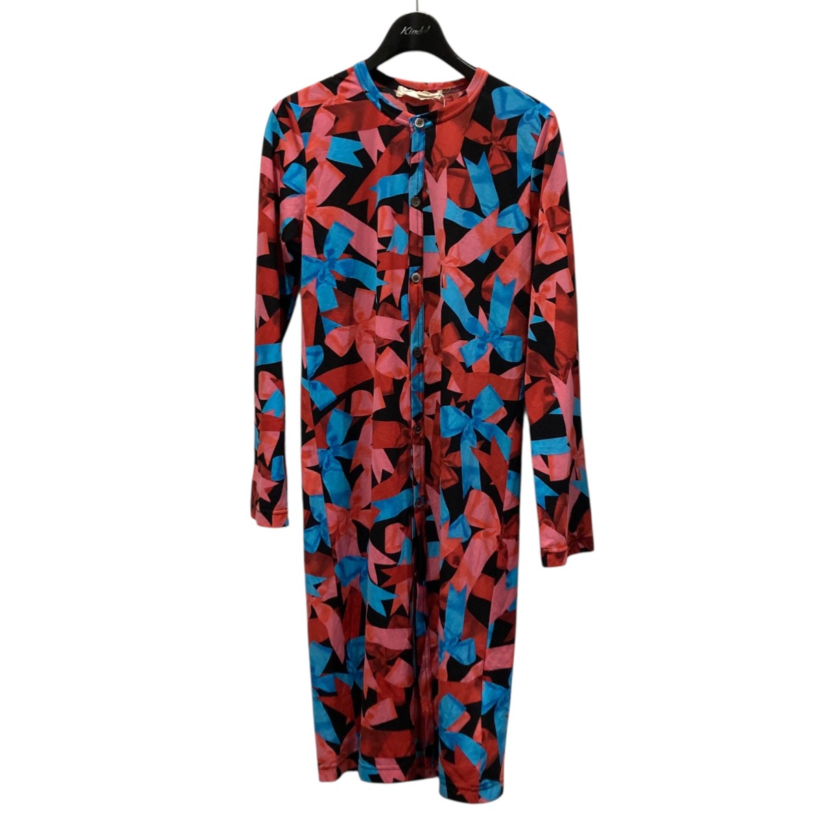 【中古】COMME des GARCONSリボンワンピース GL-T067 レッド×ブルー サイズ:S【価格見直し】|ブランド古着のカインドオル