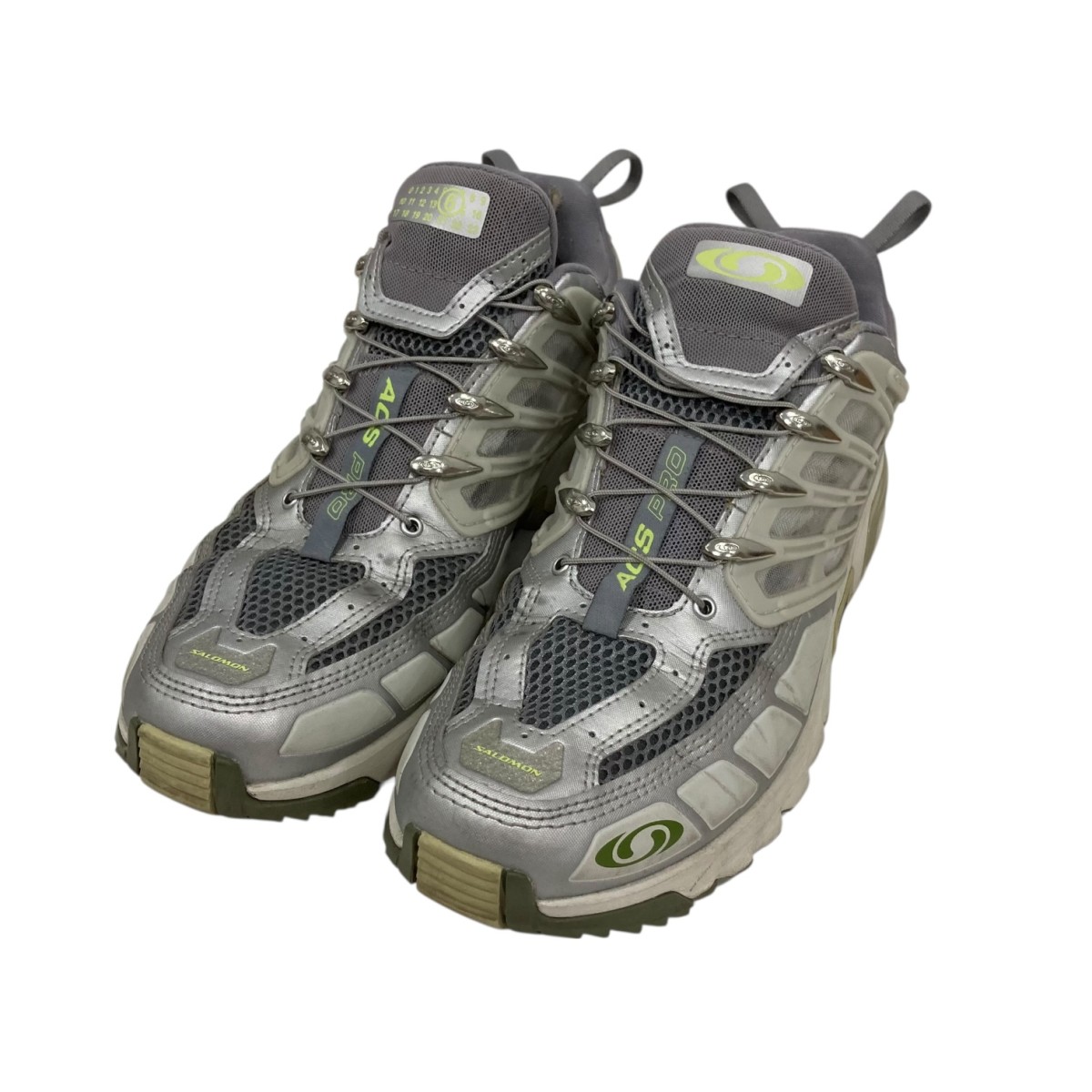 【中古】 MM6 Maison Margiela ローカットスニーカー S59WS0214 グレー×黄緑 サイズ：27 【価格見直し】