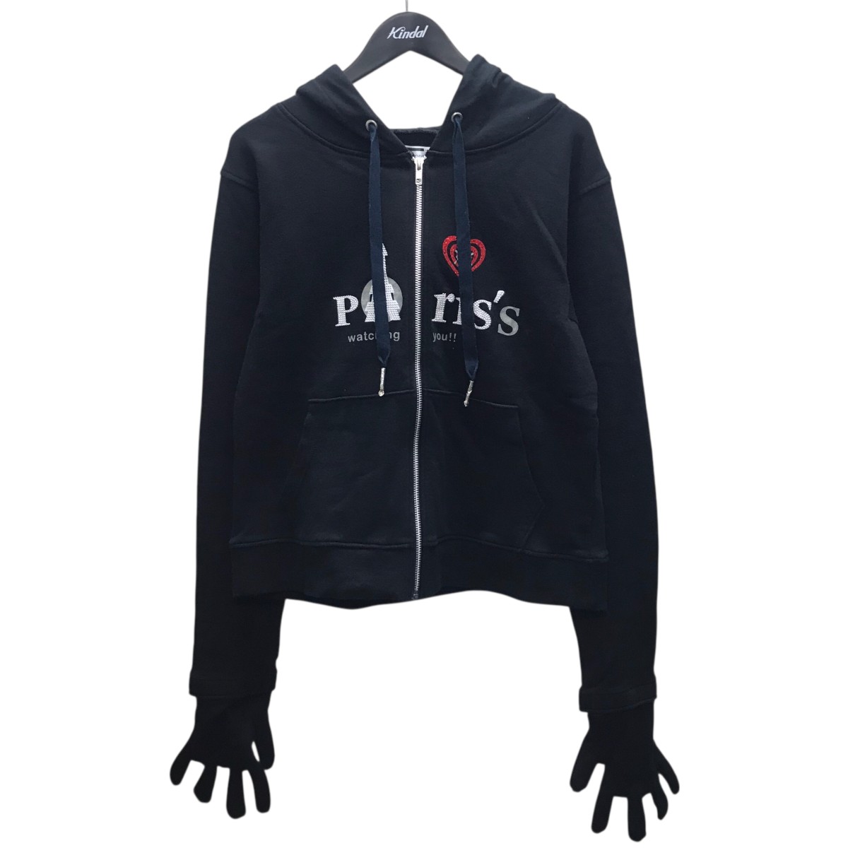 【中古】DINOWORKSParis Zip Up Hoodie グローブジップパーカー ブラック サイズ:Free【価格見直し】|ブランド古着のカインドオル